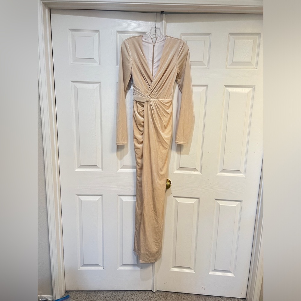 Velvet twist‎ faux wrap long sleeve maxi dress formal wedding guest sz 2 NWOT
